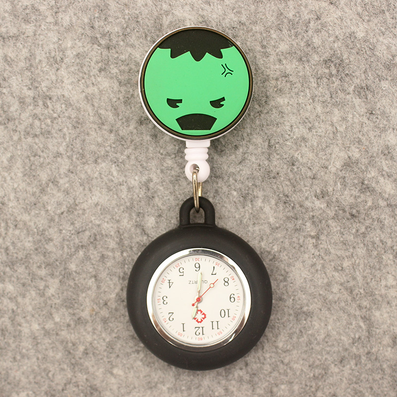 Reloj de bolsillo retráctil para hombre y mujer, reloj de bolsillo elástico con logotipo de dibujos animados Brave, estilo Hero