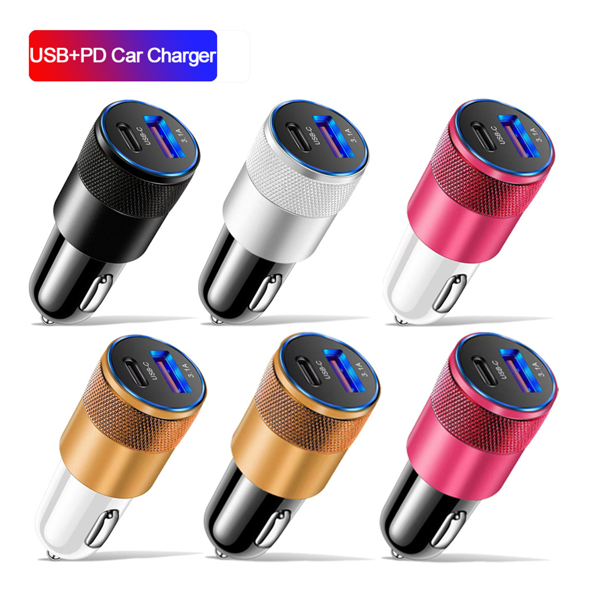 3,1 EINE USB Auto Ladegerät Typ C Schnelle Lade Telefon Adapter Für Xiaomi Huawei PD Telefon Ladegerät Adapter Buchse Zigarette leichter
