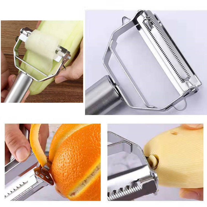 ห้องครัวผัก Peeler สแตนเลส Melon Planer Double-HEAD Peeler ในครัวเรือนหลายฟังก์ชั่นผลไม้และผัก Peeler