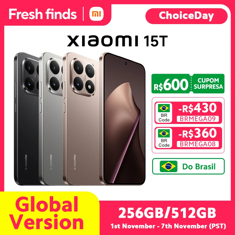 Versão global Xiaomi 15T MTK Dimensity 8400-Ultra Smartphone Ecrã de 6,83" 120 Hz Câmara tripla de 50 MP Bateria grande de 5500 mAh (típica) 67 W