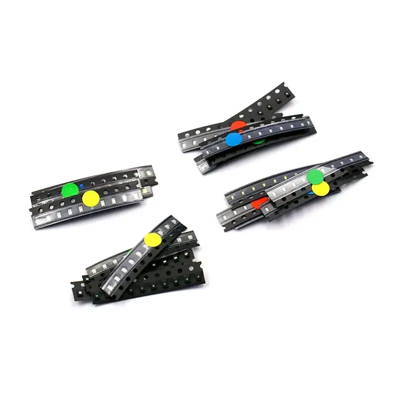 50PCS 5 Types Each with 10 Pieces 0805 0603 SMD LED Light-Emitting Diode Components Package Red, Blue, Green, Yellow and White