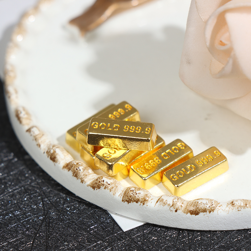 Casa de muñecas en miniatura, barras de oro, modelo de monedas, accesorios de decoración, juguetes de juego de simulación para niños, 1:12, 10 piezas por juego