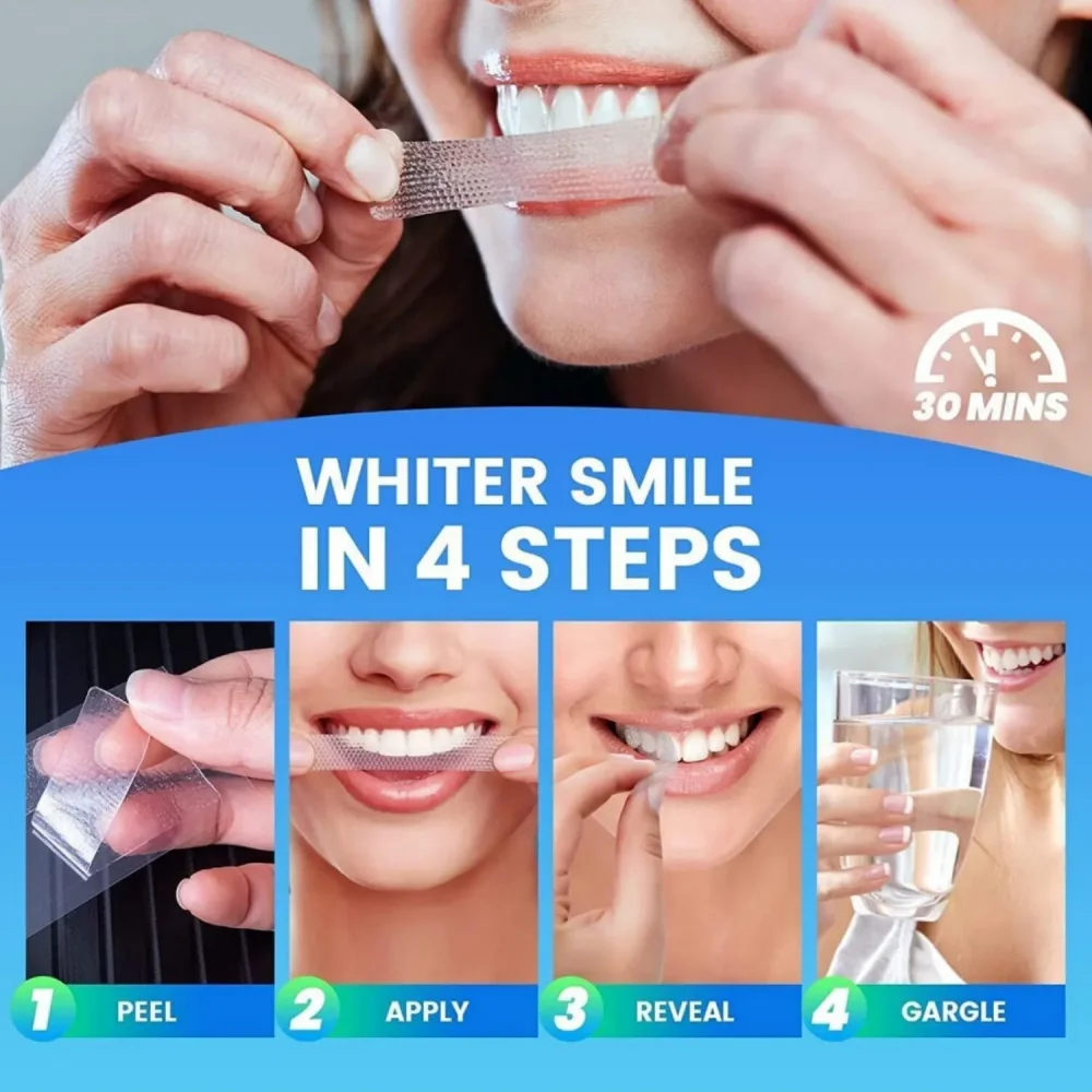Teeth Brightening Strips for Teeth 3D/5D/9D Whitener Strips Reduced Sensitivity White Strips for Tooth Whitening