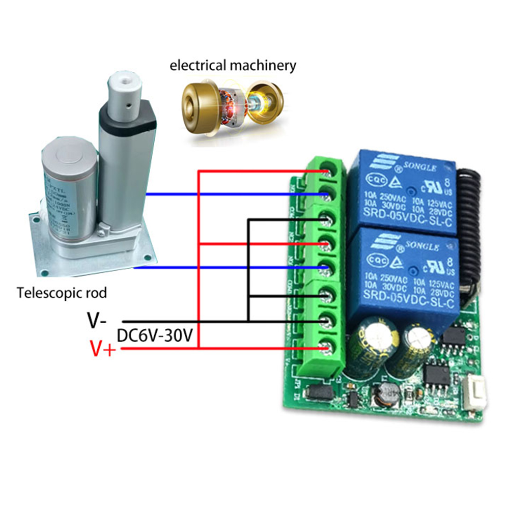 12V/24V 6-30V 433Mhz 2 Channel Relay Wireless Remote Control Switch + Two Keys Remote Controls for Garage Door Lighting Curtains