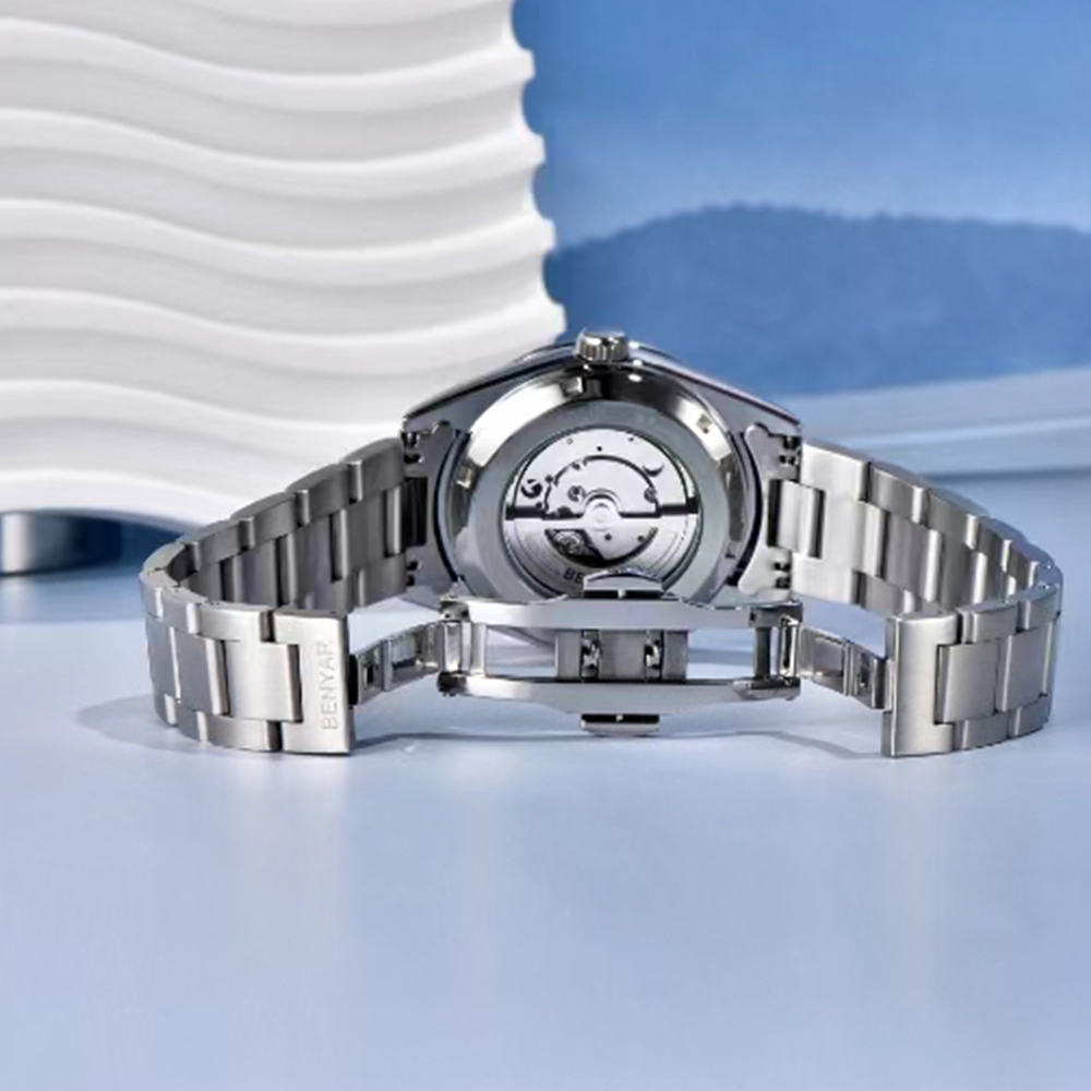 Benyar-男性用自動機械式腕時計,316lステンレス鋼,シンプル,5バール,防水,砂径,特別オファー,2024, 40mm