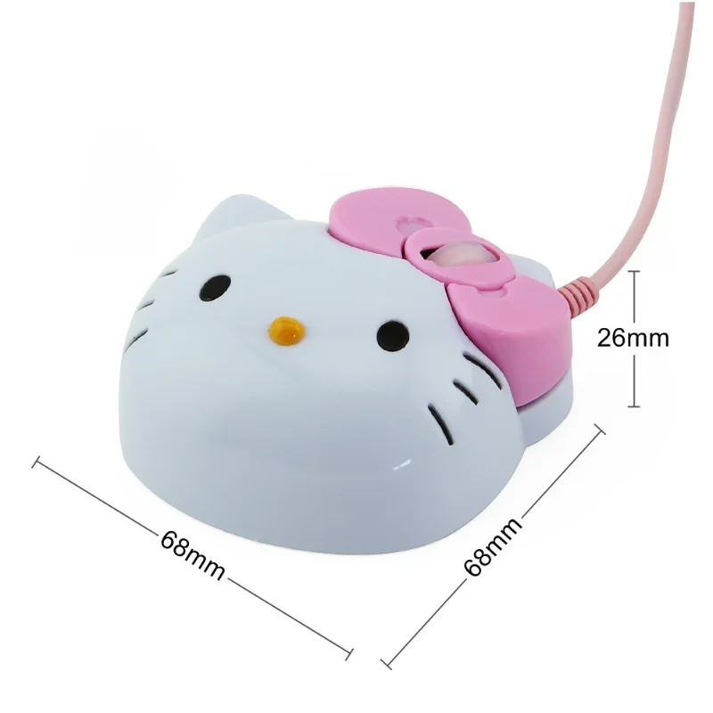 Sanrio hello kitty com fio usb mouse anime personalizado feminino notebook mouse de escritório em casa para computador portátil sistema ios acessórios presente