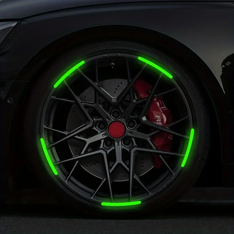 20PCS Auto Rad Leuchtende Aufkleber Reflektierende Aufkleber Leuchtende Fluoreszierende Farbe Rad Dekoration Motorrad Nacht Aufkleber