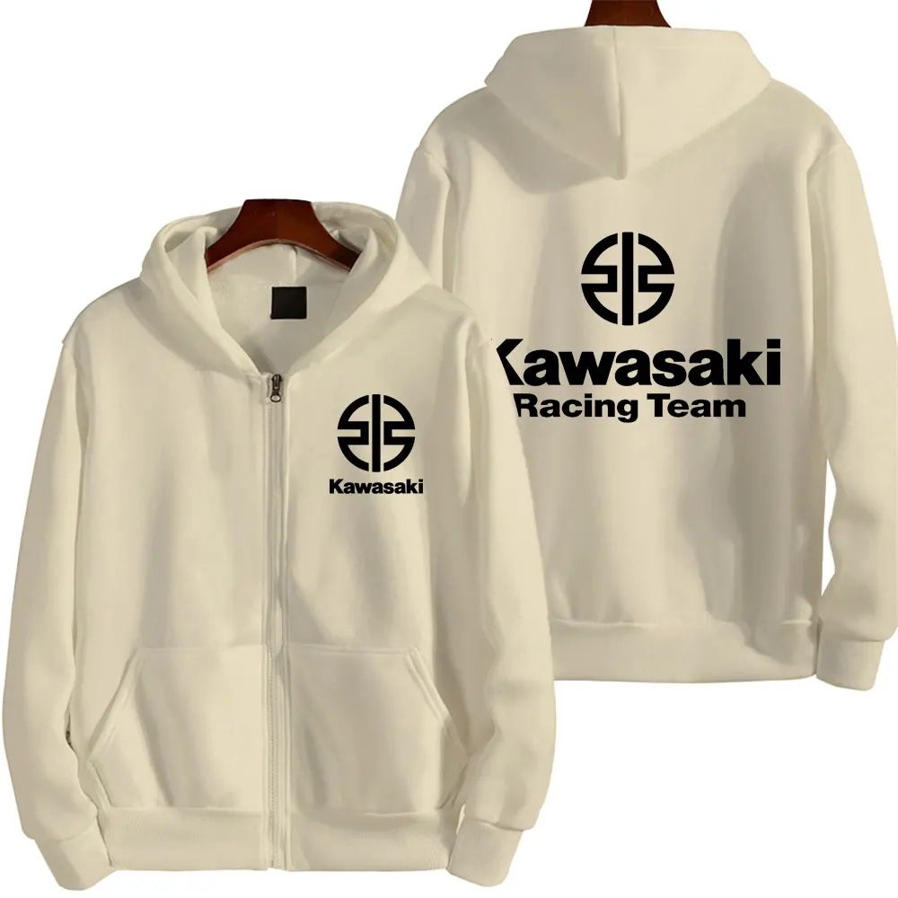 24-25 Nuevo logotipo del equipo de carreras de Kawasaki Sudadera con capucha con cremallera para hombre Camisa deportiva de gran tamaño a la moda para primavera y otoño Abrigo para mujer