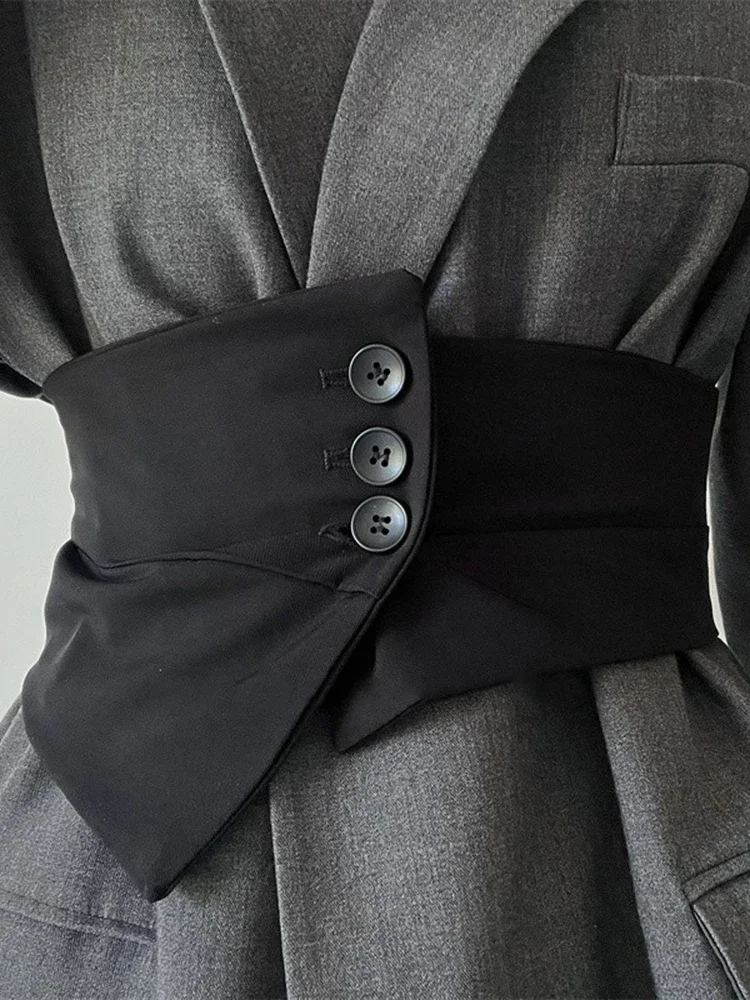 2024 New Black Waistband Dress Decorative Waistband Elastic Fashion Shirt Suit Elastic Women's Wide Waistband