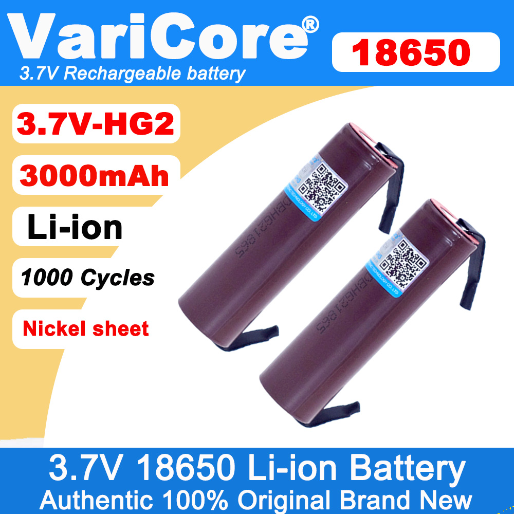 VariCore 100% новый HG2 18650 3000 мАч аккумуляторная батарея 18650HG2 3,6 В разряд 20 А аккумуляторы + никель «сделай сам»