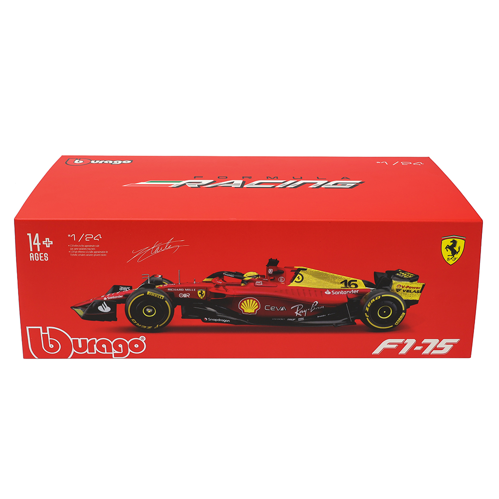 Bburago 1:24 F1 2022 Ferrari F1-75 75o 16 #   Leclerc 55 # Sainz Fórmula 1 Simulação Liga Modelo de Carro Artesanato Coleção de Decoração