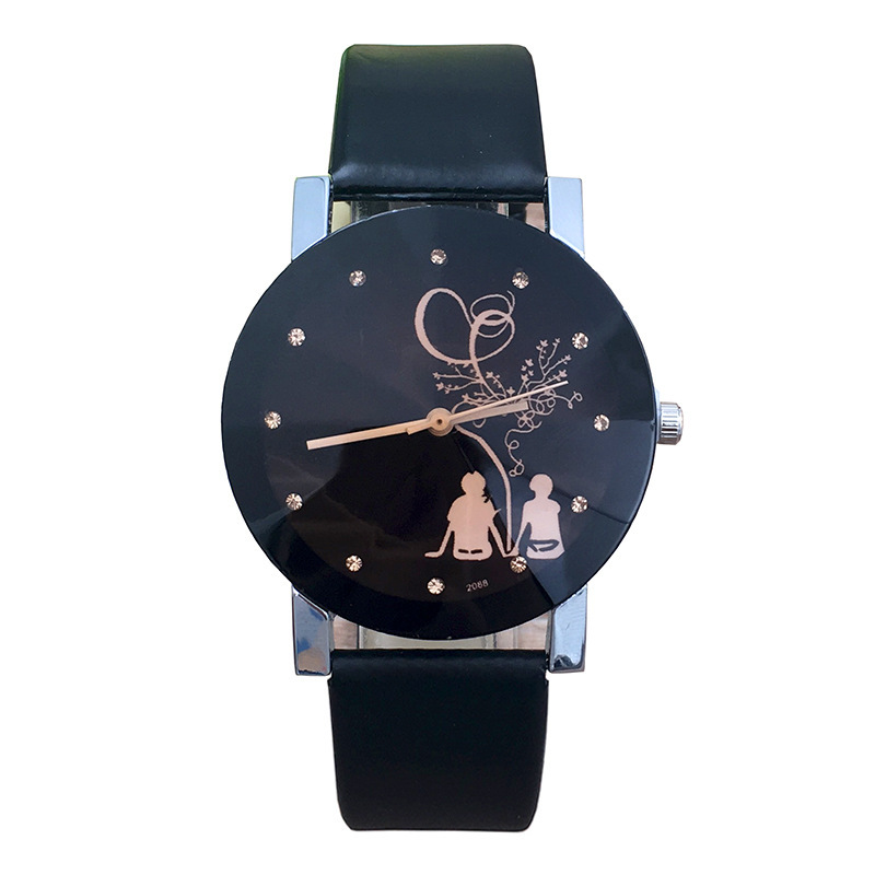 Reloj de pulsera con esfera negra para hombre y mujer, cronógrafo con correa, estilo coreano, sencillo, novedad