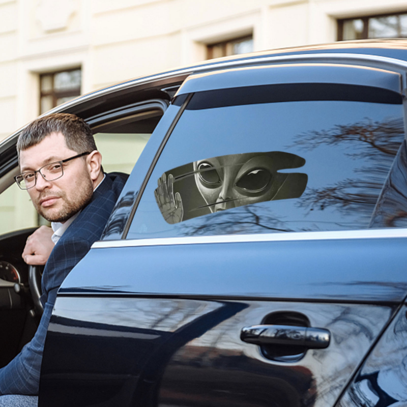 11,8 х 7,87 см 3D крутая потрескавшаяся автомобильная наклейка с изображением инопланетянина, самоклеящаяся виниловая наклейка из ПВХ для автогонок, покрывающая царапины и тянущие цветы