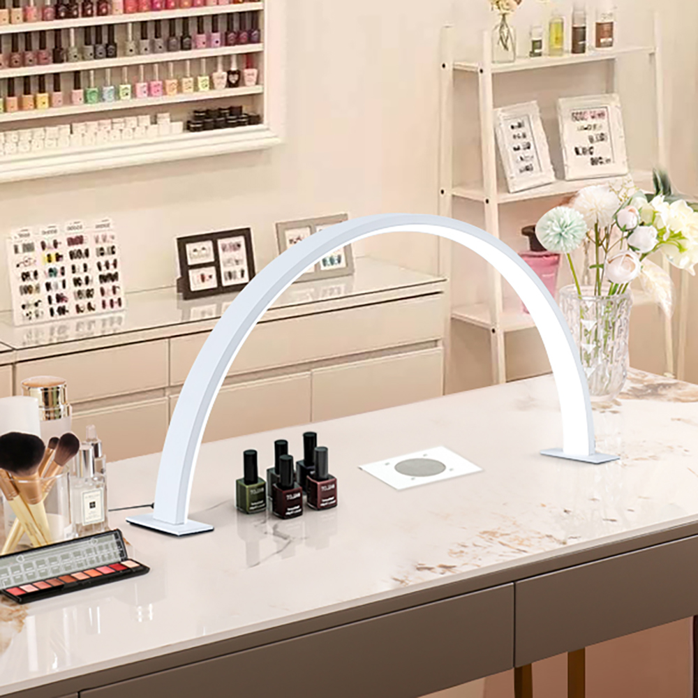 Candeeiro de mesa para unhas, luz de preenchimento sem sombra, lâmpada de iluminação para unhas, candeeiro de mesa de beleza em formato de meia lua