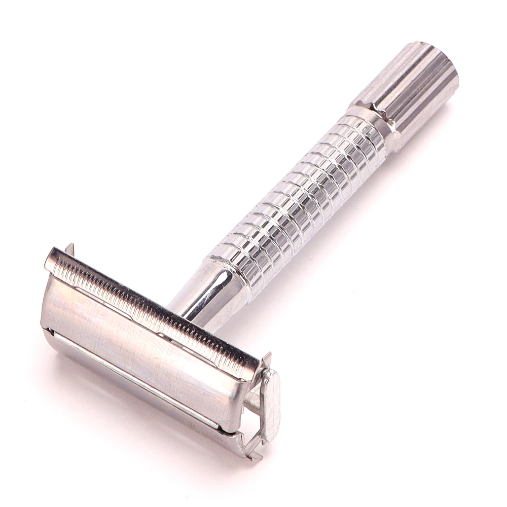 Ensemble de rasoir à barbe à Double bord pour hommes, rasoir à barbe classique traditionnel en acier inoxydable, boîte de lames de sécurité pour hommes