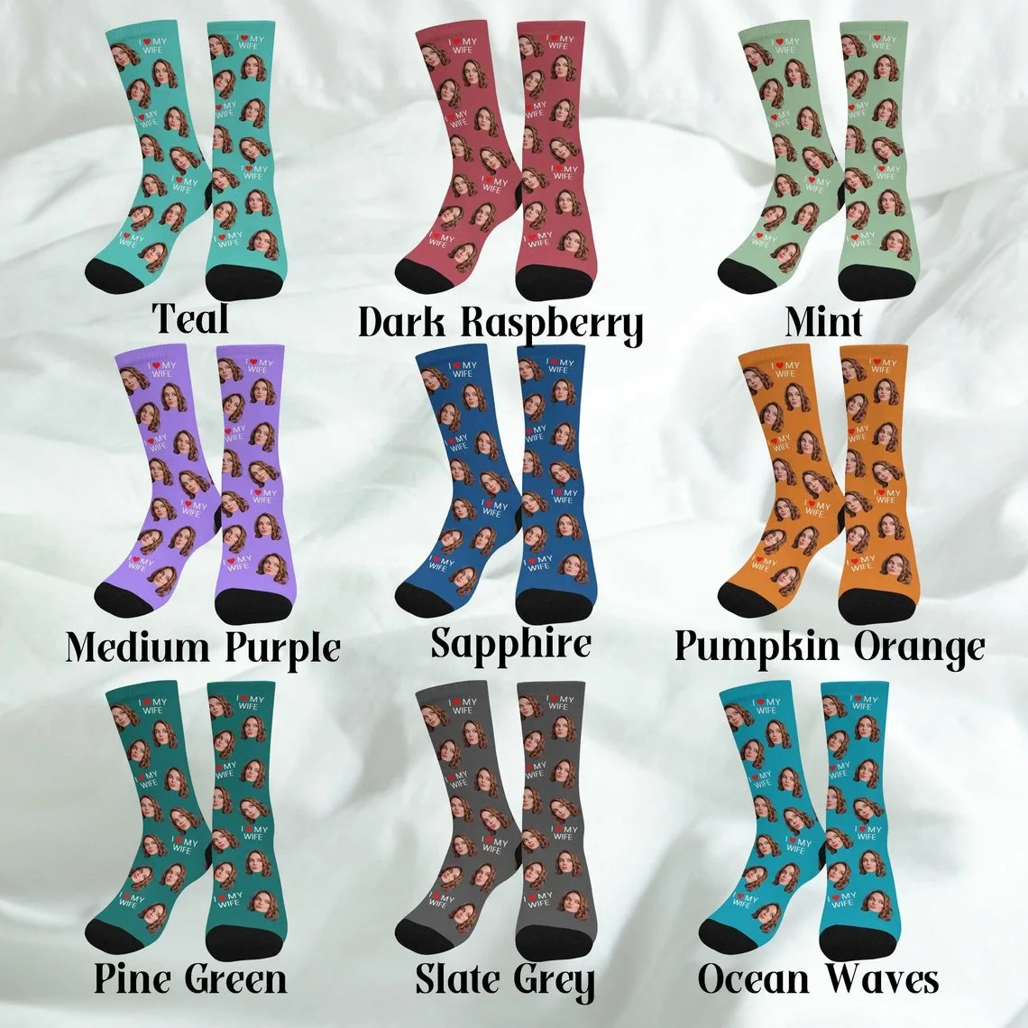 Valentine's Day Gift Boxes For Him Personalize Face Men Boxer/Socks Multi-Color Underwear Custom Unisex Face Socks With Texts