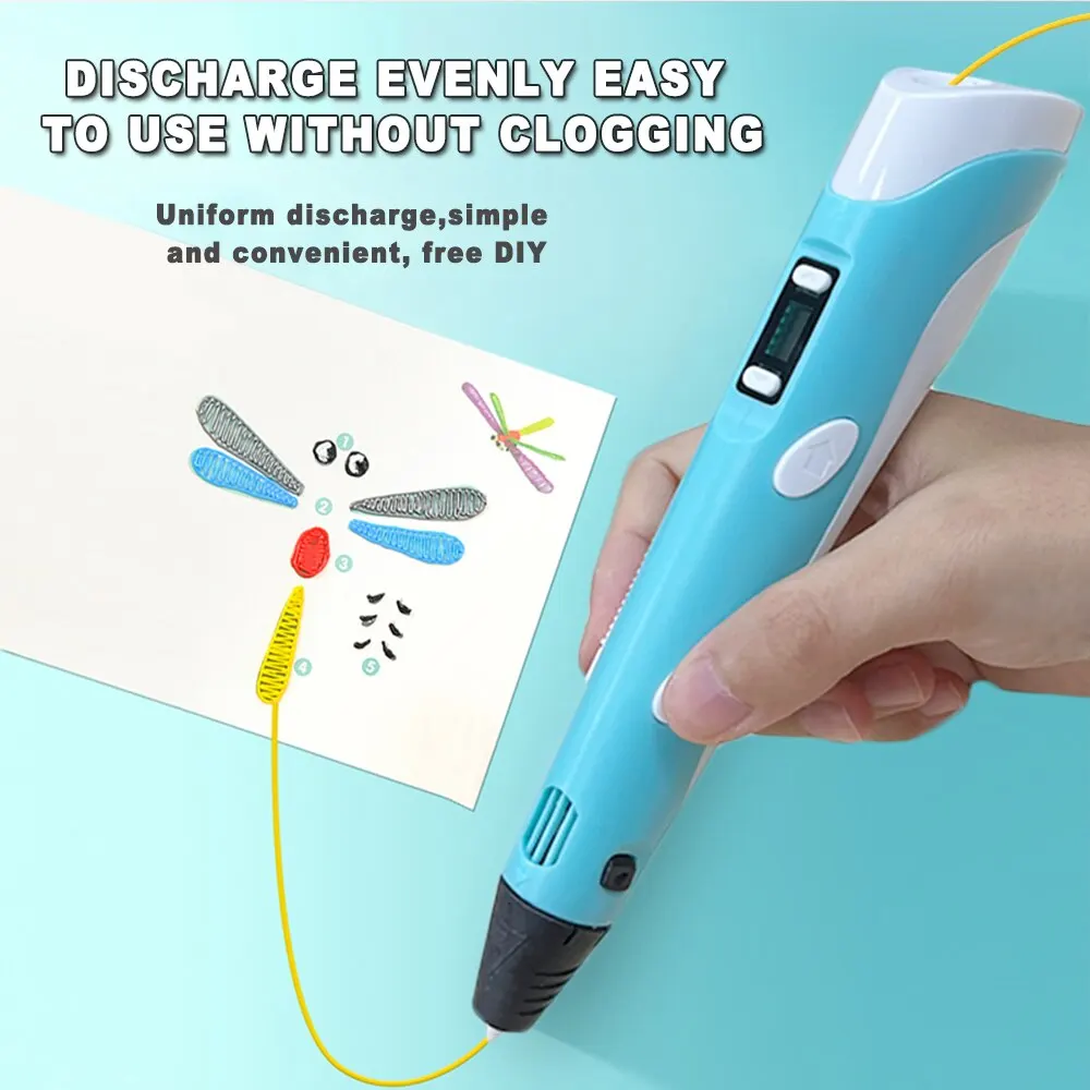 Caneta de impressão 3d diy pintura tridimensional crianças brinquedos diversão camuflagem com tela lcd compatível pla filamento brinquedos presente