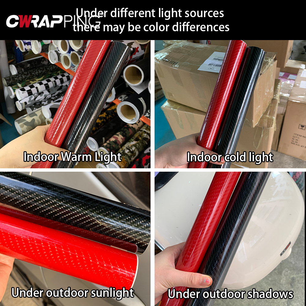 7D カーボンファイバー車のチューニングフィルムビニールラップ黒赤自動ステッカー防水粘着オートバイステッカーカーアクセサリー