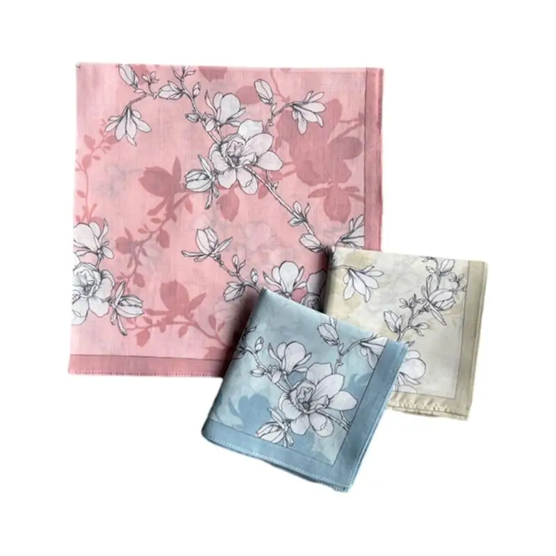 น้ำหนักเบาผ้าเช็ดหน้าที่มีสีสันดอกไม้รูปแบบ Hankie ล้างทำความสะอาดได้ผ้าเช็ดตัวกระเป๋าผ้าเช็ดหน้าสำหรับผู้ใหญ่งานแต่งงาน X4YC