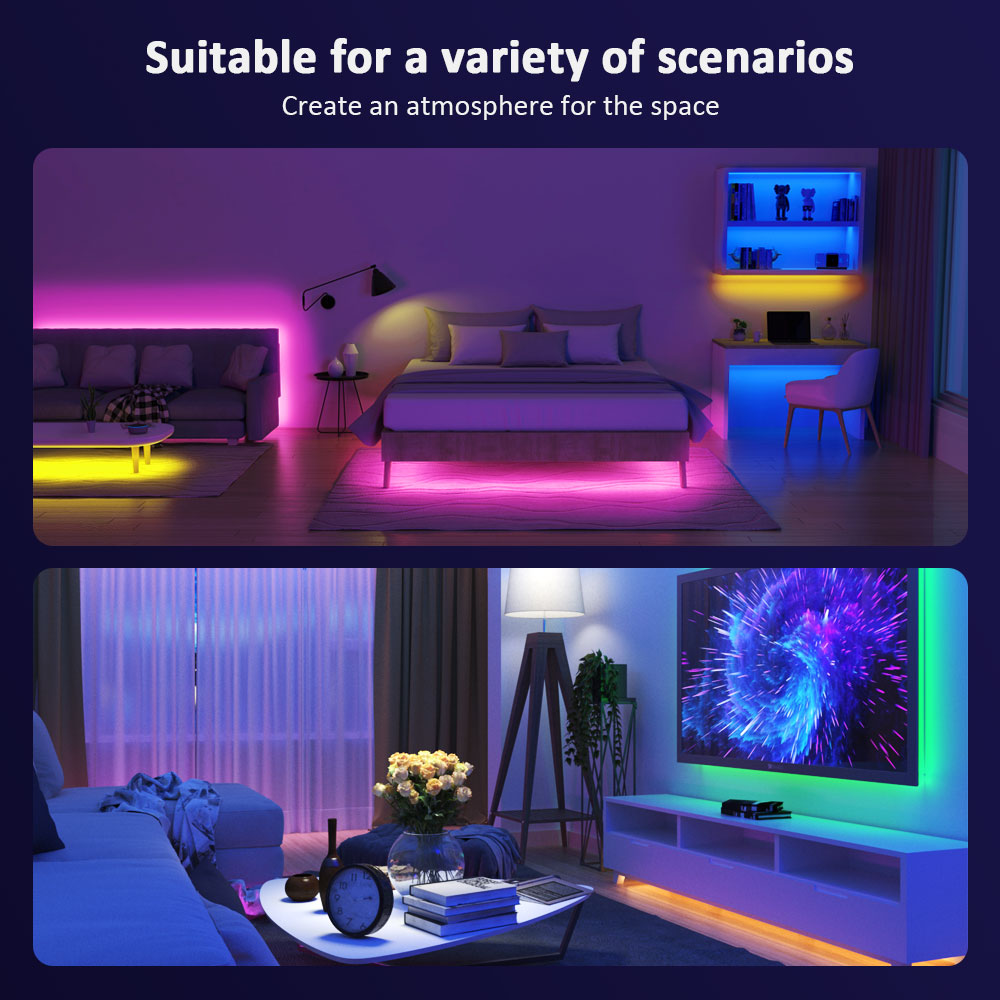 ไฟแถบไฟ LED RGB 5050 5V 1ม.-5ม. 16ล้านสี RGB ระบบไฟแถบไฟ LED ซิงค์เพลงเปลี่ยนสีได้สำหรับงานปาร์ตี้ที่บ้าน