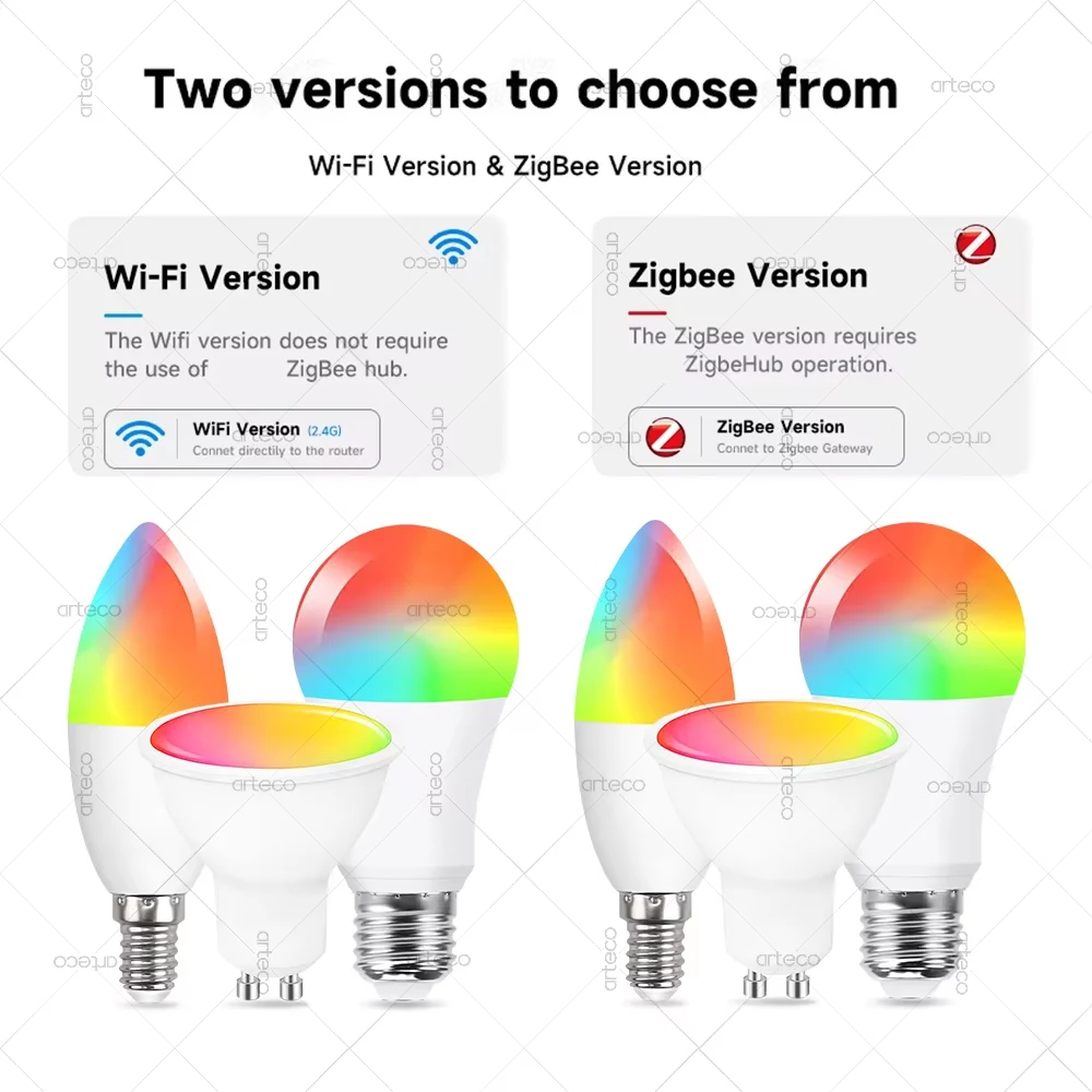 EWelink E27 E14 GU10 Lampadina intelligente WiFi Zigbee, lampadina a LED dimmerabile Lampada RGB CW Funziona con Alexa Amazon Google Home Yandex Alice
