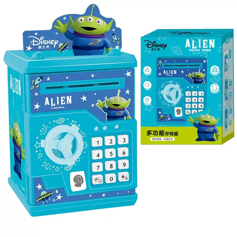 Disney niñas Alien frozen 2 alcancía de huellas dactilares princesa elsa Stitch caja de contraseña caja de almacenamiento regalo para niña juguete creativo