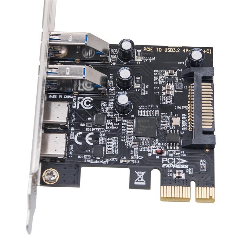 Тип C USB 3.2 Gen1 5 Гбит/с PCIE-карта-концентратор USB 3.0 PCI Express 2 * порт USB A + 2 * порт Type-C/адаптер карты расширения USB3.2 PCI-E