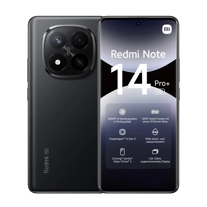 Xiaomi Redmi Note 14 Pro Plus 5G Versione Europea 256GB/512GB Snapdragon® 7s Gen 3 Display AMOLED 6.67" 120Hz 200MP OIS Fotocamera Principale Ricarica 120W, Batteria 5110mAh, IP68, NFC