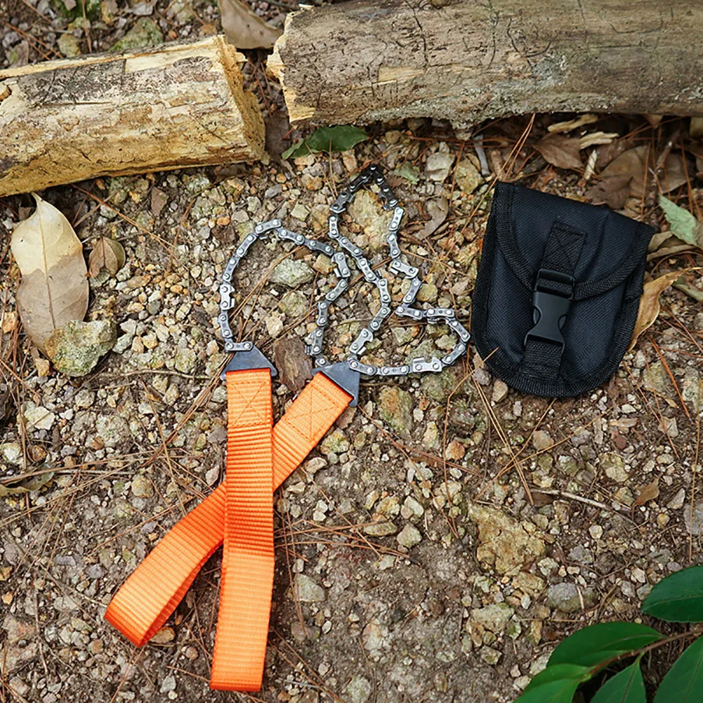 Sega a filo portatile da esterno a 11 denti - Sega a filo disegnata a mano - Ideale per campo, alpinismo, salvavita - Catena per sega multifunzione per
