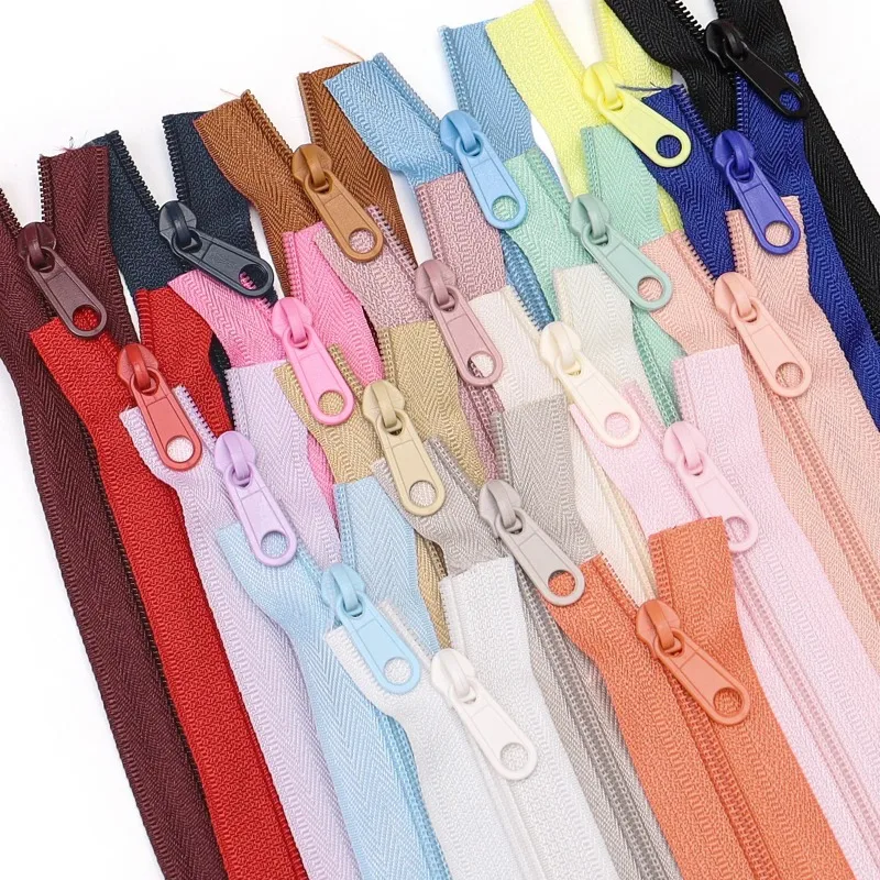 1 groupe = fermeture éclair de 4.5m + 10 têtes de fermeture éclair en plastique, 20 couleurs en option, fermeture éclair de remplacement pour bricolage de couture à domicile
