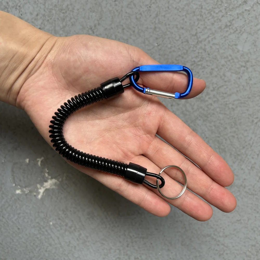 1PC 전술 개폐식 봄 탄성 로프 보안 장비 도구 하이킹 캠핑 안티-분실 전화 키 체인 낚시 Lanyards 야외