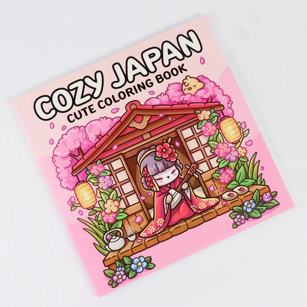 Cozy Japan: Cute Coloring Book for Adults and Teens with Charming Characters and Delightful Japanese Scenes for Relaxation