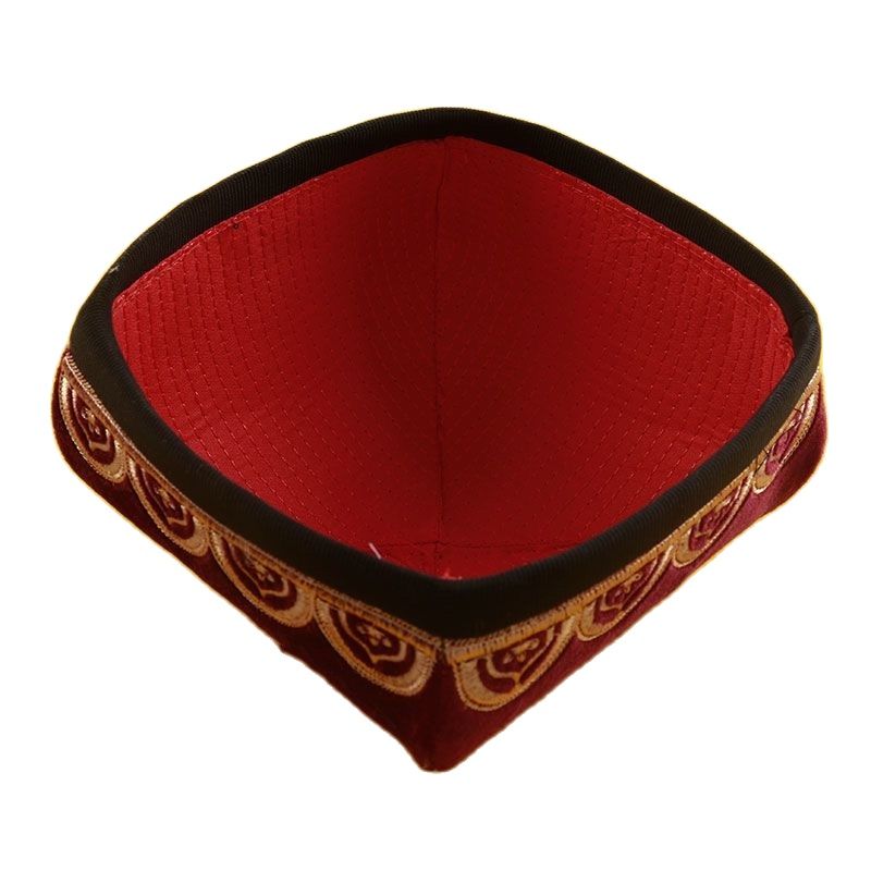 男性のためのイスラム教徒のキャップ,ミドル丈の祈りの帽子,手刺繍のkufi,イスラムのヒジャーブ,アラビア語,ジュエリー,結婚披露宴,4層