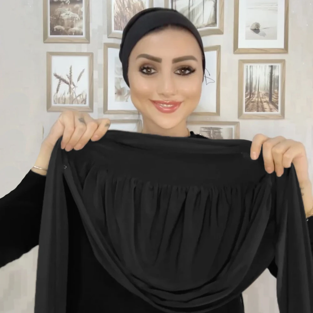 Pronto para usar prendedor instantâneo hijab para mulheres muçulmanas cobertura completa cabeça envolve cachecol islam turbante bonés turbante mujer