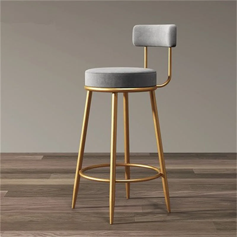 Nordic Bar Chairs Modern Iron Art High Stools Kitchen Backrest Bar Stools Cafe Velvet Chair Counter Work Stools Home Furniture