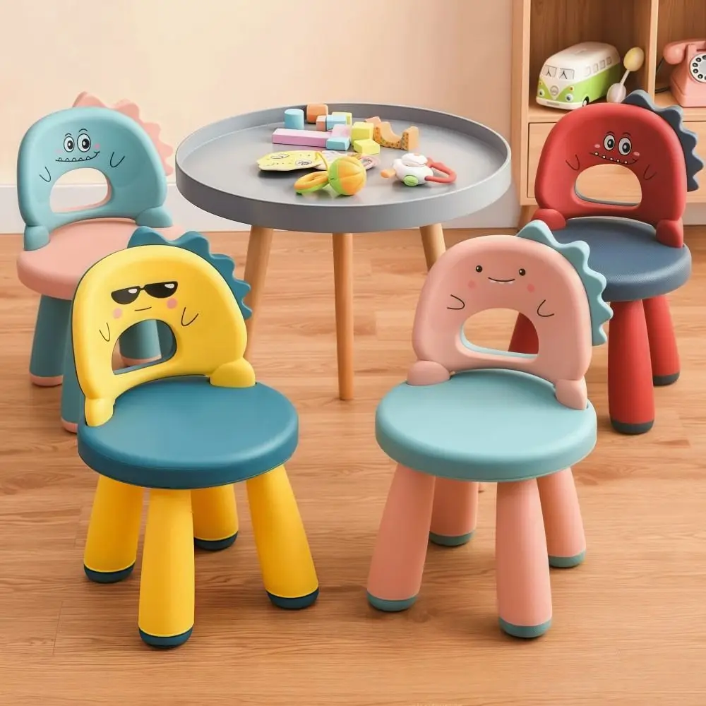 Cadeira infantil durável de desenho animado, resistente com encosto, cadeira de aprendizagem, leve, antiderrapante, cadeiras de atividades para crianças pequenas, para ambientes internos/externos