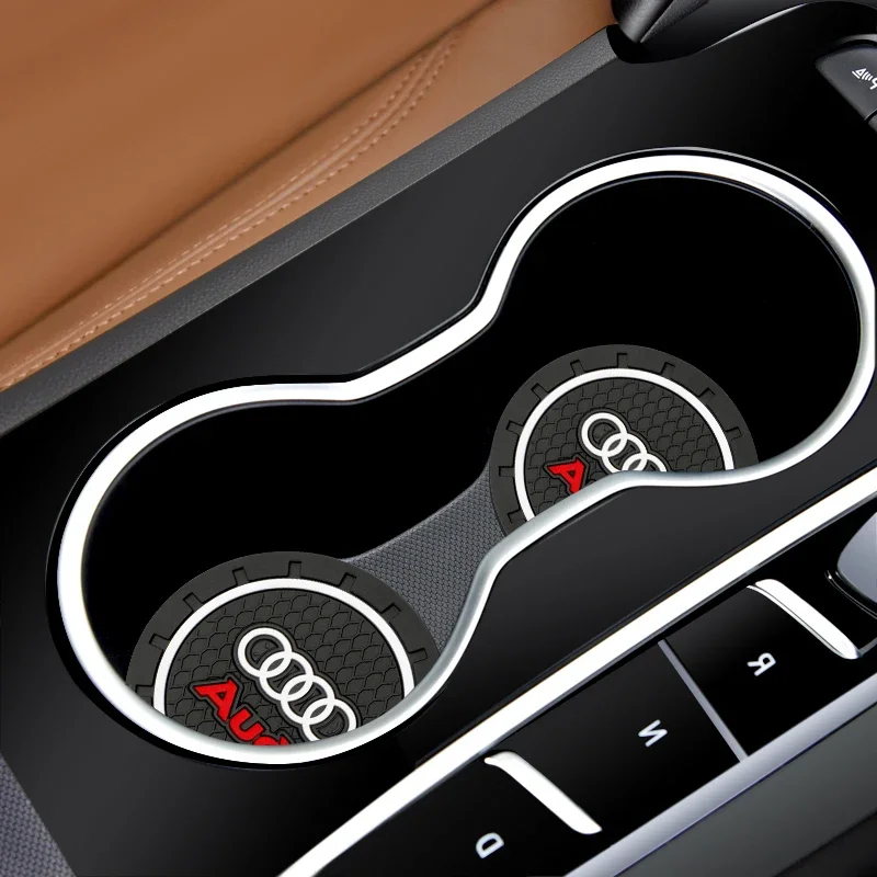 Posavasos de silicona para coche, alfombrilla con ranura para taza de agua, almohadilla antideslizante para audi S Line A1 A3 A4 A6 A7 Q3 Q5 Q7 RS3 RS4 RS5 S3 S4 S5 S7, 2 uds.