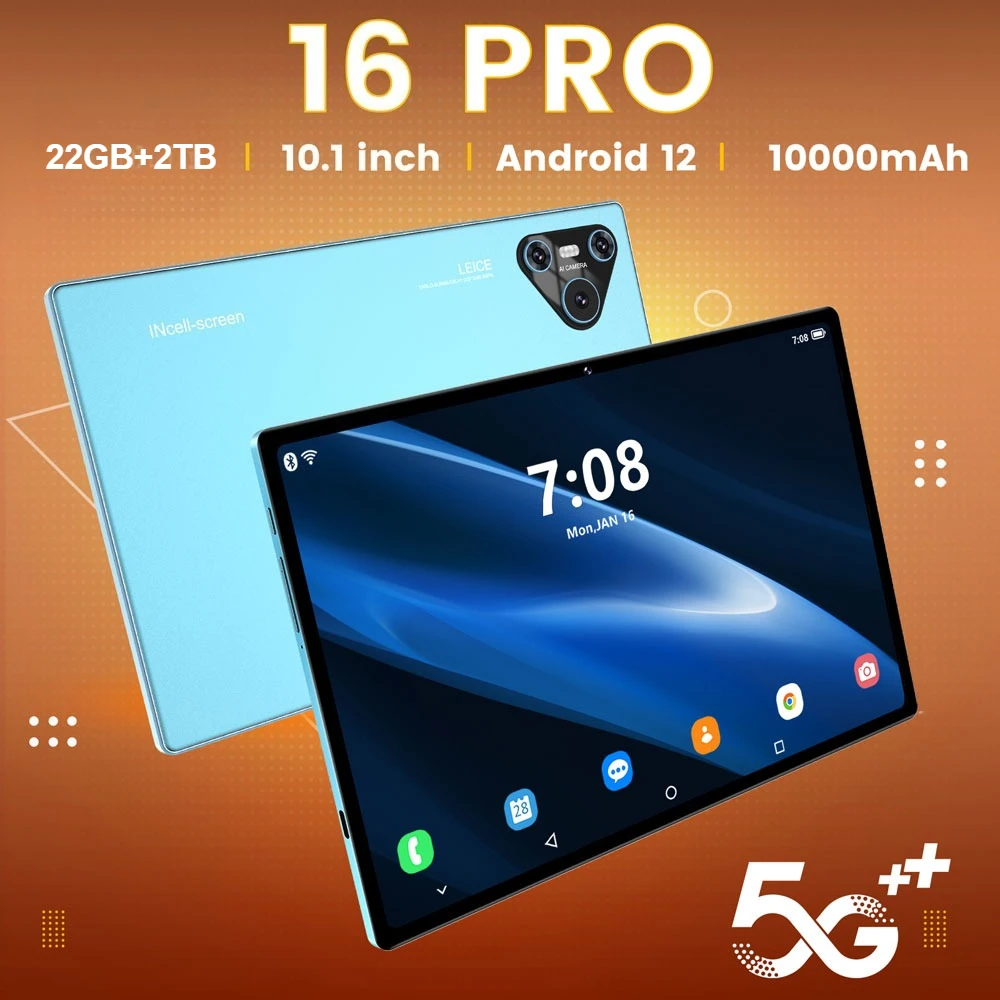 2025 Pad 16 Pro Tablet 10 inch Android 22 GB + 2 TB 5G Dual SIM Tablet PC WIFI 10000 mAh Snapdragon 870 Tabletten Voor Kinderen Kids Tab