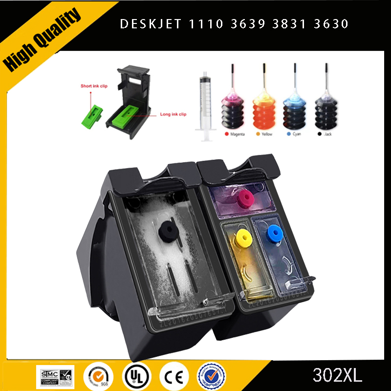 Einkshop für HP 302XL 302 nachfüllbare Tintenpatrone für HP 302 Deskjet 1110 3639 3831 3630 Envy 4650 4525 4527 Europäischer Drucker