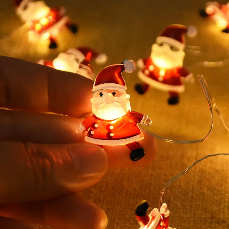 2M 20LED Santa Claus Snowflake LED Light String ตกแต่งคริสต์มาสสําหรับ Home Xmas Tree เครื่องประดับ 2024 Navidad เด็กของขวัญใหม่ปี