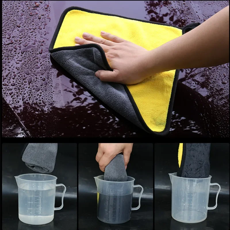 Engrossar toalha de microfibra de lavagem de carro 30x3 0/40/60cm macio pano de secagem de limpeza de carro bainha pano de cuidados de carro detalhando toalha de lavagem de carro
