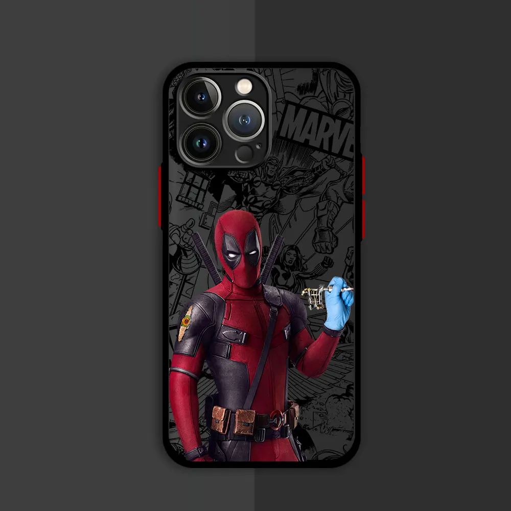 Роскошный матовый чехол Marvel Deadpool Hard PC для iPhone 16 15 XR X 14 16 Plus XS Max 13 Mini 15 16 Pro Max 12 11 Pro 12 Pro