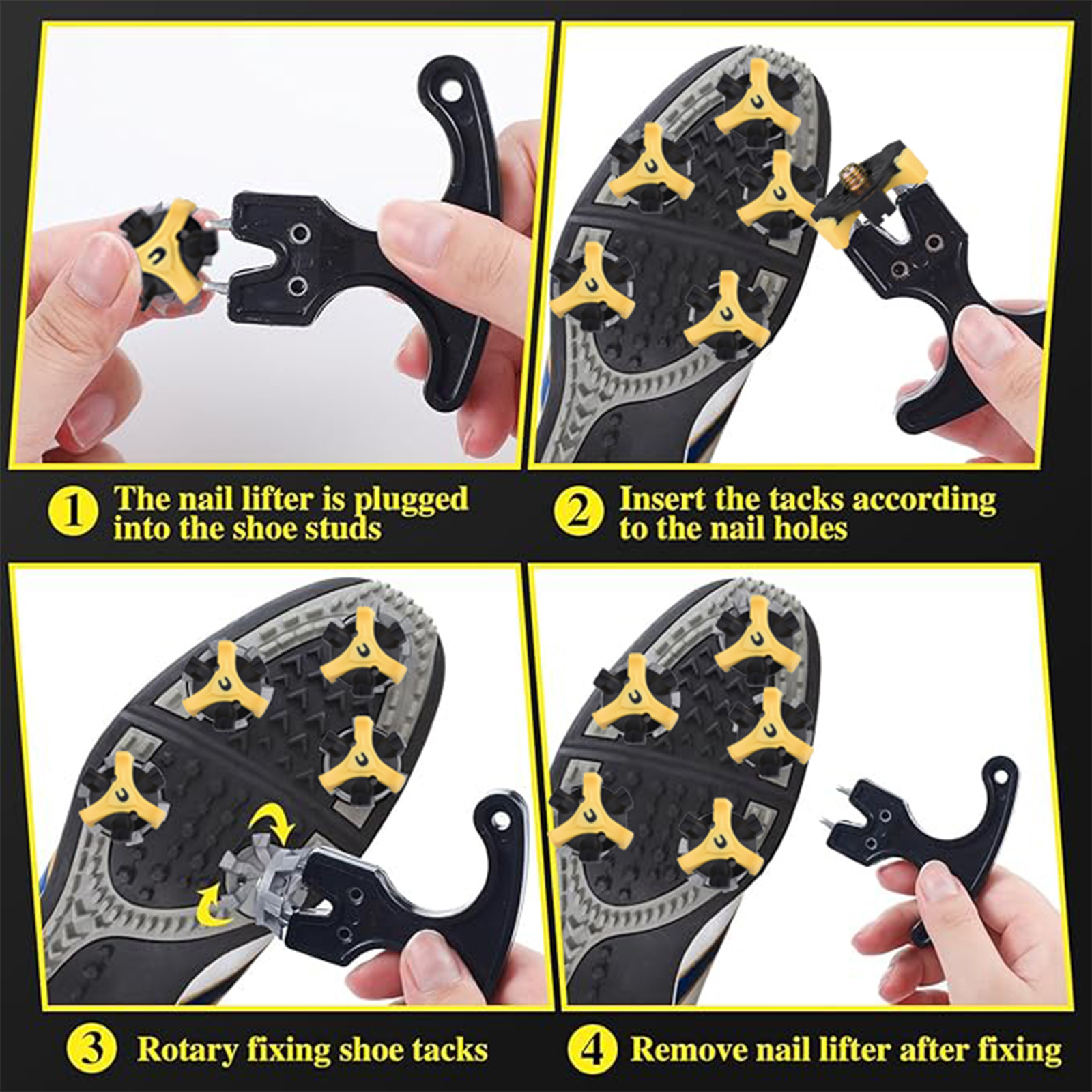 ตะปูรองเท้าโลหะแบบเกลียวสำหรับกอล์ฟ 14 ชิ้น (พร้อมประแจ) ตะปูกันลื่นสำหรับรองเท้ากอล์ฟ และอุปกรณ์เสริมสำหรับกอล์ฟ