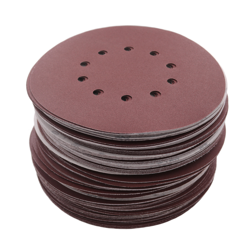 New 30pcs Sandpaper 225mm 10-hole Sanding Paper 100-320grit Electric Wall Polisher Sander Polishing Drywall Sander Hook and Loop