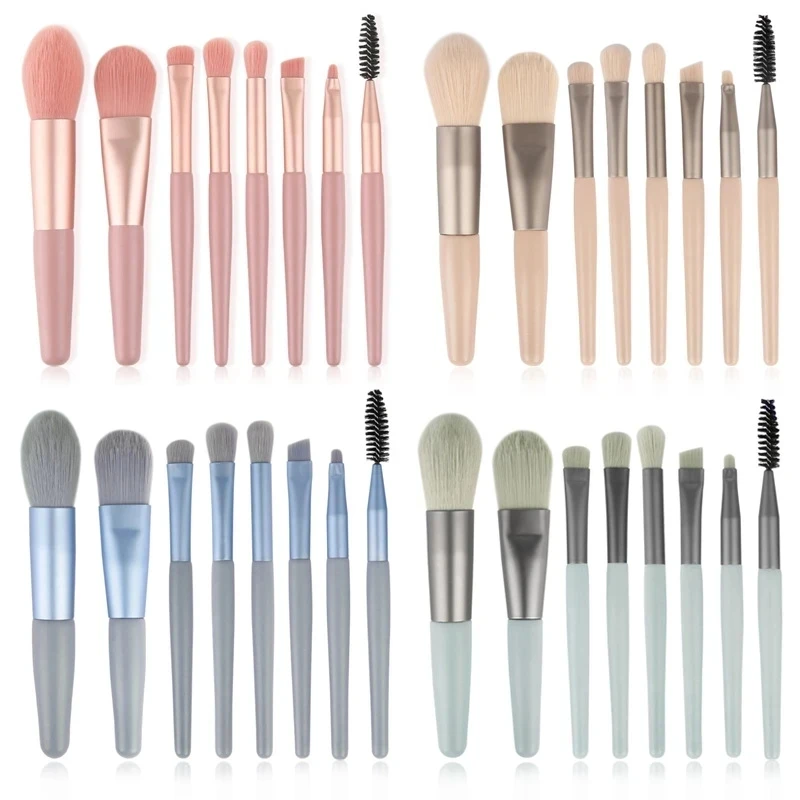 Nuevo Juego de 8 Uds de brochas de maquillaje, brocha correctora de maquillaje, colorete, brocha para polvos sueltos, sombra de ojos, resaltador, brocha para base, herramientas de belleza