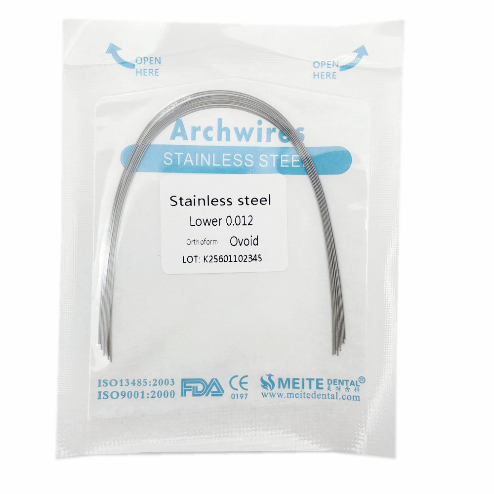 10 ピース/パック歯科矯正ステンレス鋼ラウンド/長方形ワイヤー卵形フォーム歯科医材料歯科アーチワイヤー