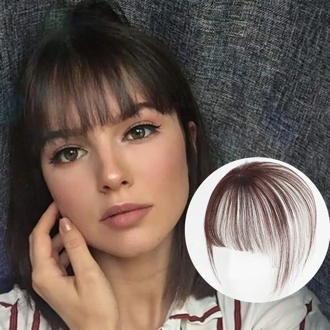 franja de cabelo sintético com clipe de topper de cabelo na extensão do cabelo estilo ar 3D franja de cabelo leve