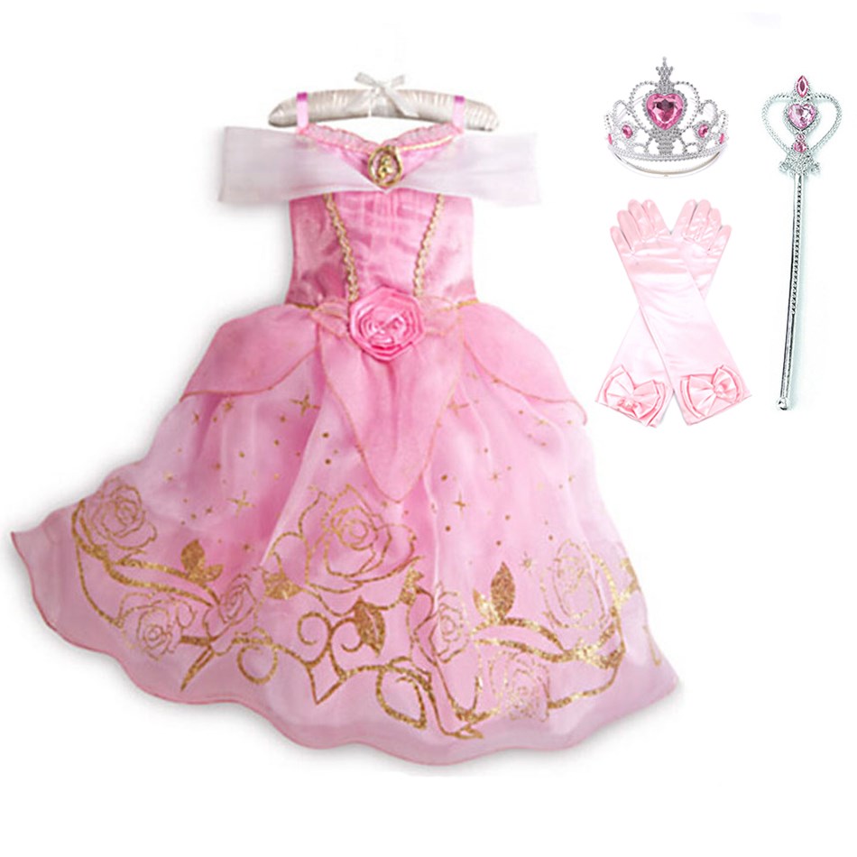 Bambini Principessa Costume Partito Fantasia Fiore Vestido Nuovo 2024 Natale Compleanno Carnevale Vesti Rapunzel Belle Travestimento Abito