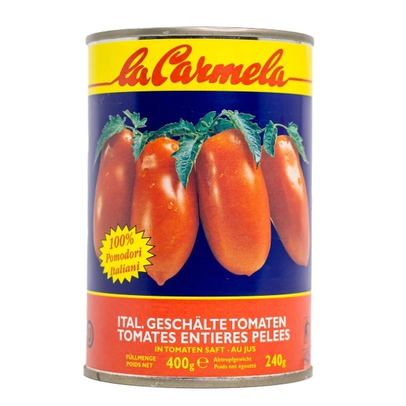 Geschälte Tomaten pomidori pelati interi 400g-la carmela