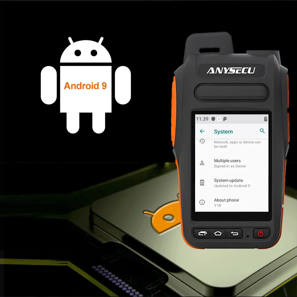 Anysecu Y18 4G Сетевое радио Y15 Обновление Android 9.0 с мобильным телефоном WIFI GPS Работает с Zello Real-ptt Waliefleet POCstar